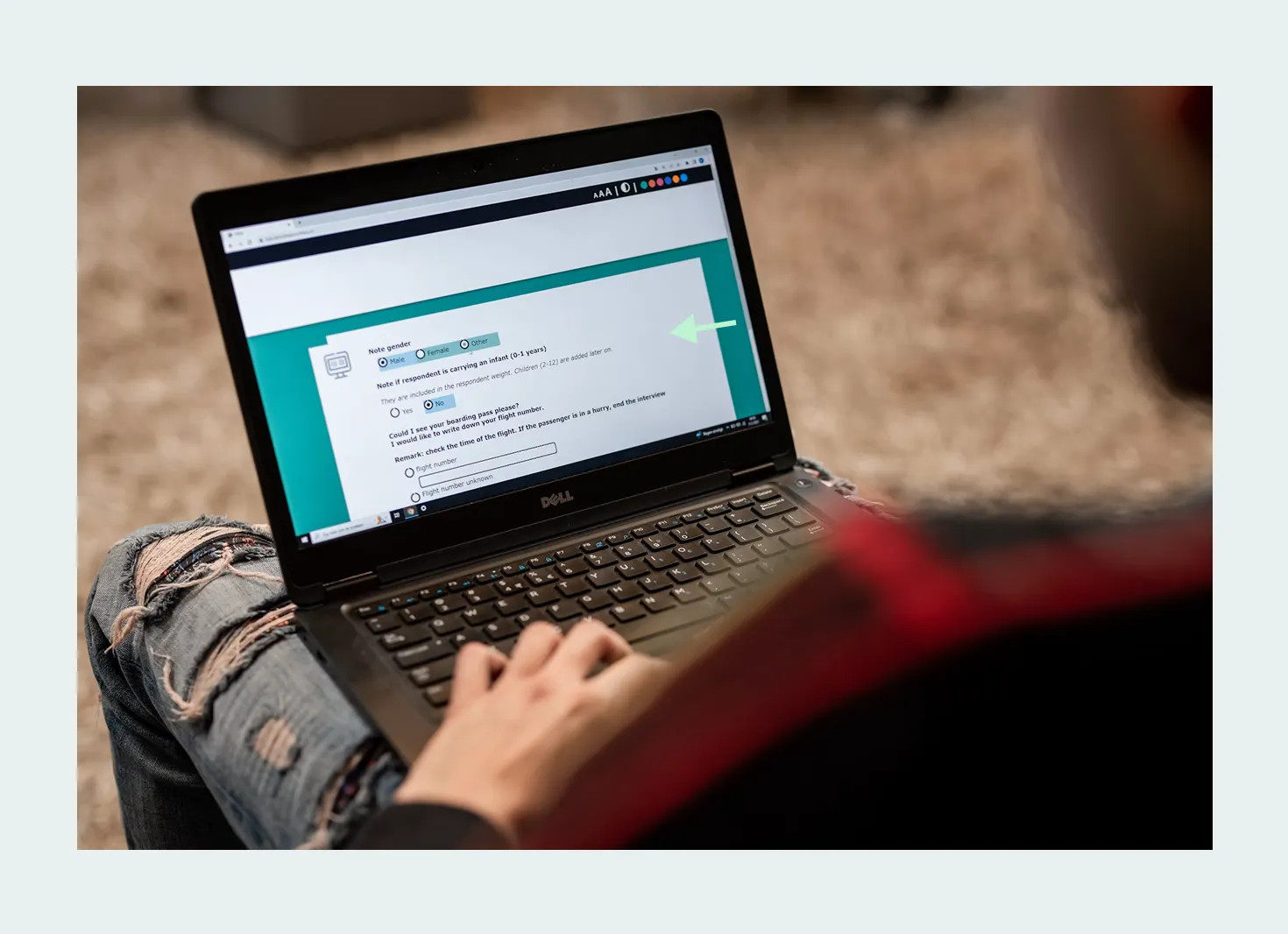 User participates in taking online surveys